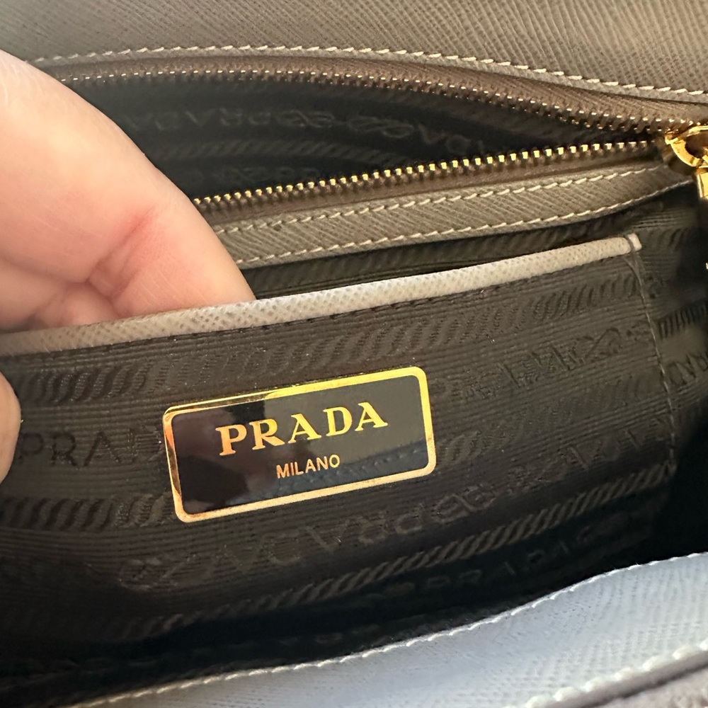 Prada Taupe Leather Handbag with Gold Accents - Picture 15 of 15